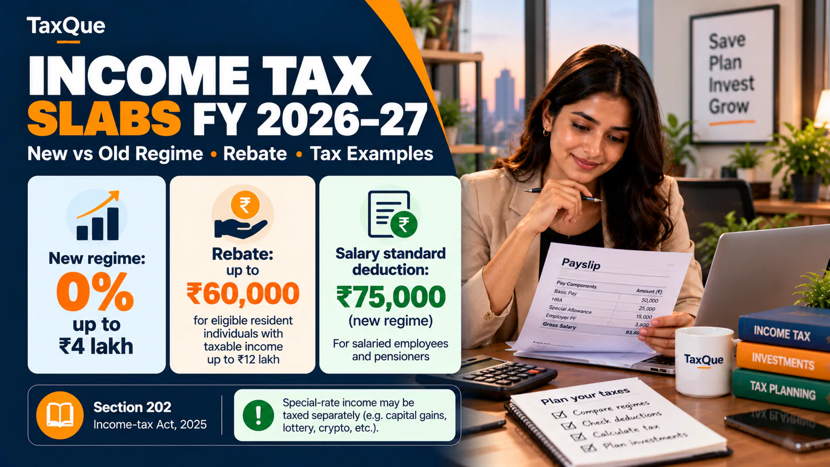 Income Tax Slabs FY 2026–27: New vs Old Regime | TaxQue Blog